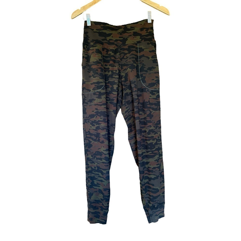 Oalka Women's High Rise Camouflage Athletic Pull On Yoga Leggings Size M Brown